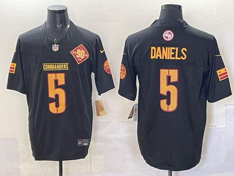 Men 2025 Washington Commanders #5 Daniels black Throwback Nike Limited NFL Jersey style 001->washington commanders->NFL Jersey